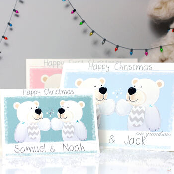 Personalised Polar Bear Twins Christmas Card, 2 of 7