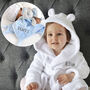 Personalised White Baby Gown With Elephant Comforter, thumbnail 1 of 12