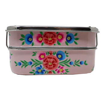 Hand Painted Rectangle Bento Box With Two Compartments, 8 of 9
