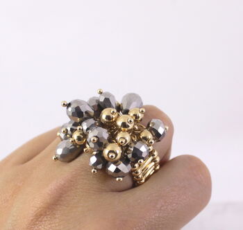 Gold Plated Beaded Cluster Statement Ring, 2 of 2