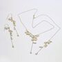 Womens Pearl Waterfall Necklace Earrings Jewellery Set, thumbnail 7 of 12