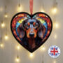 Dachshund Stained Glass Effect Heart Suncatcher, thumbnail 4 of 9