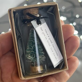 Personalised Miniature Christmas Tree In A Glass Bottle Keepsake, 9 of 11