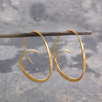 Tapered Gold Plated Sterling Silver Hoop Earrings, 2 of 7