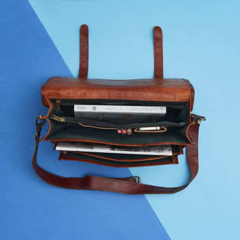 Leather Multi Compartment Messenger Bag, 2 of 3