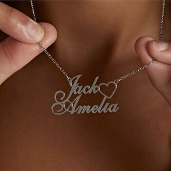 Personalised Two Name Heart Necklace, 4 of 6