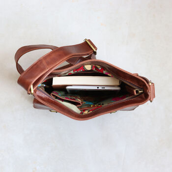 Brown Leather Crossbody Bag With Front Pocket, 3 of 5