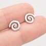Koru Circle Spiral Stud Earrings In Sterling Silver, thumbnail 5 of 11