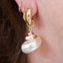 Delfina Shell Pearl Chunky Hoop Earrings, thumbnail 3 of 4