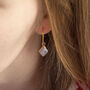 Gold Plated Rhombus Pearl Hoop Earrings, thumbnail 4 of 10