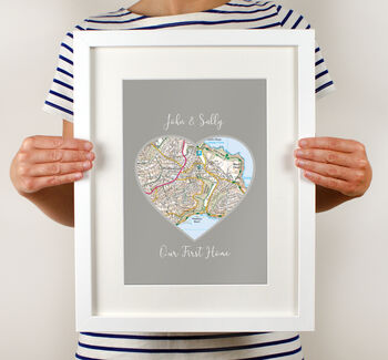 Personalised 'Home Sweet Home' Map Heart Print, 5 of 7
