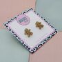 Gold Gingerbread Christmas Stud Resin Earrings, thumbnail 3 of 4