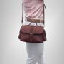 Small Leather Crossbody Satchel Handheld Handbag Chocolate Brown With Side Pockets, thumbnail 2 of 8