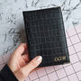 Black Embossed Leather Monogram Passport Holder, thumbnail 1 of 10