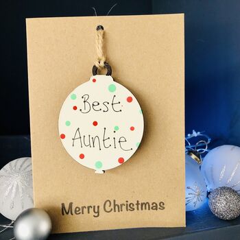 Personalised Auntie Christmas Card Bauble Decoration, 2 of 4