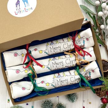 Christmas Eve Fireplace Linen Napkin Crackers, 2 of 3