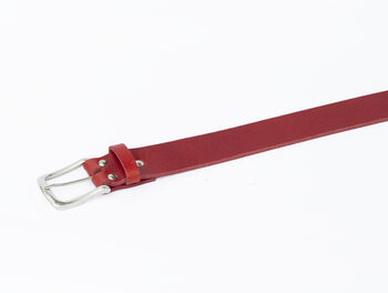 Premium Handmade Mens Leather Belt Red 35mm Wide, 5 of 9