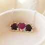 Silver Garnet And Ruby Heart Triple Heart Necklace, thumbnail 1 of 4