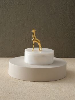 Handmade White Marble Storage Box – Gold Horse Head Lid Detail, 7 of 12
