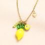 Stainless Steel Lemon Pendant Necklace In Gold Plating, thumbnail 1 of 2