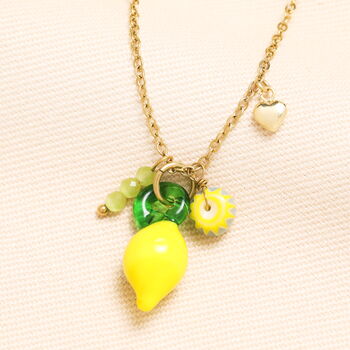 Stainless Steel Lemon Pendant Necklace In Gold Plating, 2 of 4