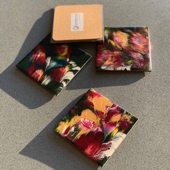 Hand Painted Wood Coasters | Set Of Two/Four, 2 of 7