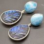Labradorite, Larimar Dangle Silver Earrings, thumbnail 6 of 7