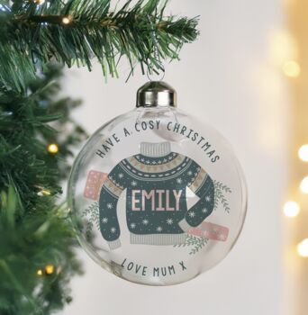 Personalised Christmas Jumper Glass Bauble, 2 of 4