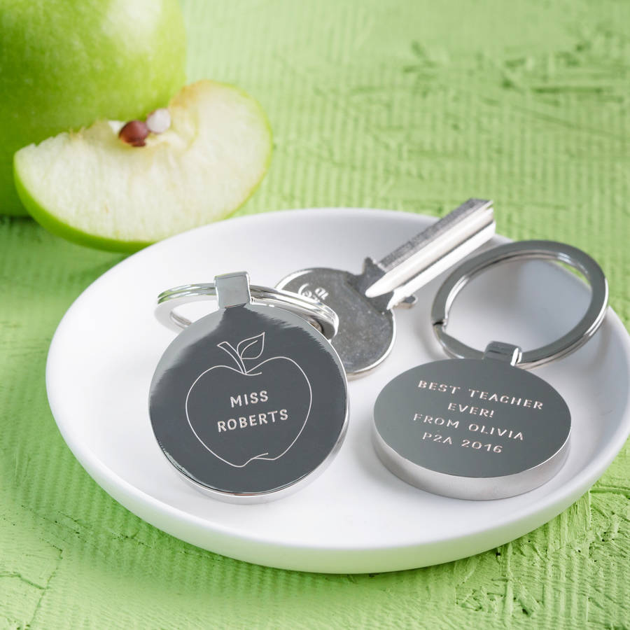 Personalised Thank You Teacher Apple Keyring, 1 of 3