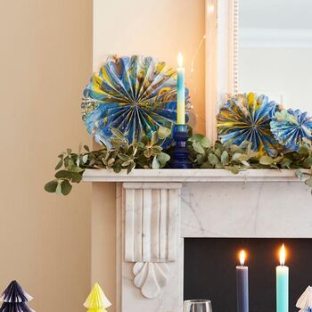 Marble Blue Paper Fan Decorations, 4 of 4