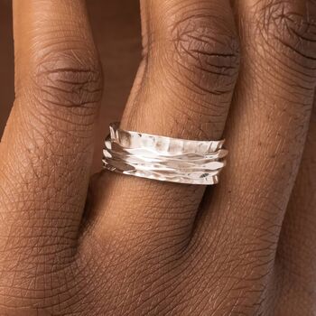 Personalised Hammered Sterling Silver Spinner Ring, 4 of 9