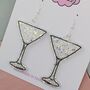 Glitter Martini Glass Resin Earrings, thumbnail 3 of 8