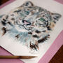 Inky Snow Leopard Blank Greeting Card, thumbnail 3 of 4