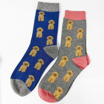 Personalised Birthday Cavapoo Bamboo Socks With Gold Foil Label, 9 of 9
