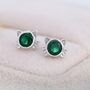 Emerald Green Cz Cat Stud Earrings Sterling Silver, thumbnail 3 of 11