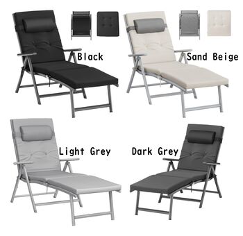 Folding Sun Lounger With Thick Mattress Cushion, 11 of 11