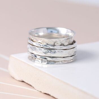 Personalised Textured Spinner Ring In Sterling Silver, 5 of 12
