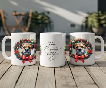 Personalised Border Terrier Christmas Wreath Dog Mug B, 2 of 2