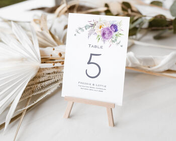 Wedding Table Names Purple White Florals, 2 of 4