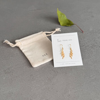Love Grows Here Sterling Silver Leaf Drop Earrings, 3 of 12