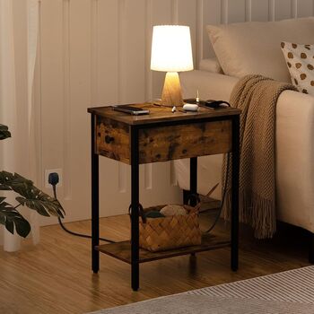Slim Nightstand Bedside Table With Charging Station, 2 of 9