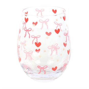 Bow And Heart Print Stemless Wine Glass, 3 of 3