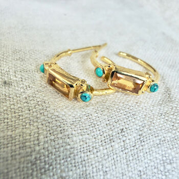 Nya Hoops Citrine And Turquoise, 2 of 5