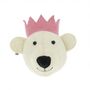 Felt Bear Head White With Pink Crown Mini, thumbnail 1 of 2