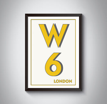 W6 Hammersmith London Postcode Typography Print, 3 of 10