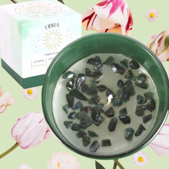 Libra Star Sign Candle Scented With Jasmine Topped With Gemstones, 2 of 3