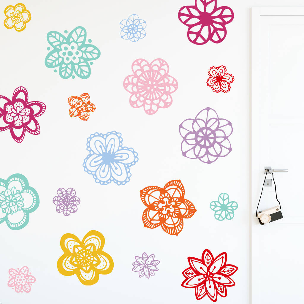 Large Doodle Flower Wall Decals, 1 of 2