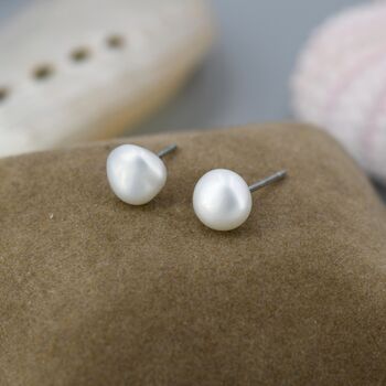 Dainty Keshi Pearls Stud Earrings In Sterling Silver, 4 of 9