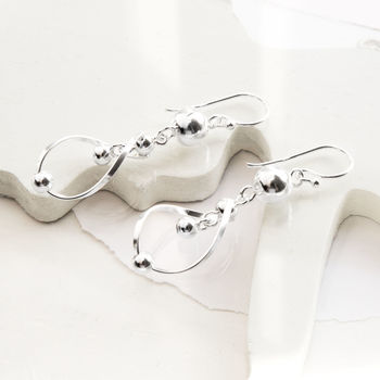 Sterling Silver Fashion Flare Dangly Earrings, 2 of 3