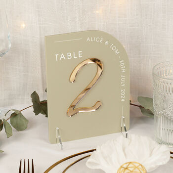 Modern Arch Acrylic Wedding Table Number, 2 of 7